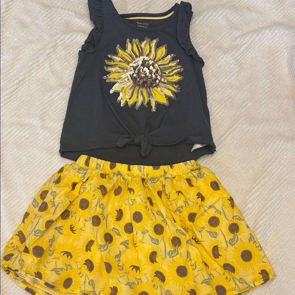 Sunflower Tank Top and Skirt Set